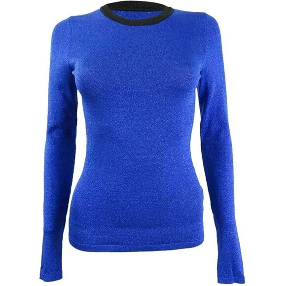 Rachel Roy Metallic Ringer Pullover Sweater Size Medium - Picture 4 of 9